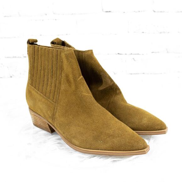 Marc Fisher Brown Suede Pointed Toe Slip On Chelsea Ankle Boots Booties 5.5 - Picture 4 of 10